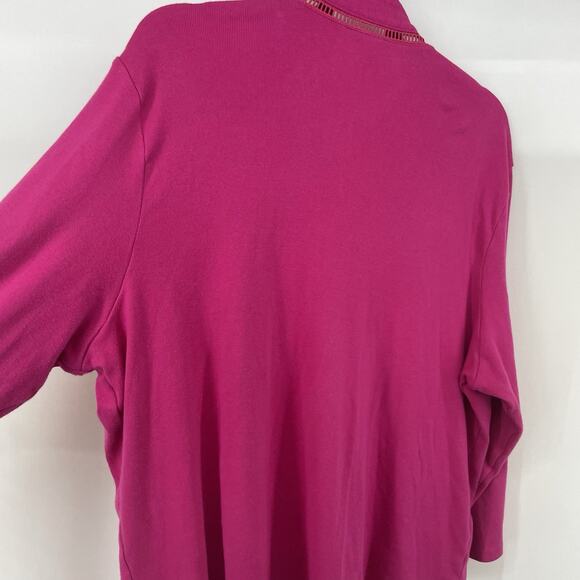 Rafaella Plus Size 3X Open Front Cardigan Sweater Ladder Stitch Fuchsia Pink - Picture 5 of 7